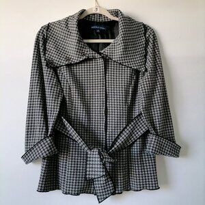 Garfield & Marks Womens Gray & Black Houndstooth Lined Blazer Jacket Size Medium